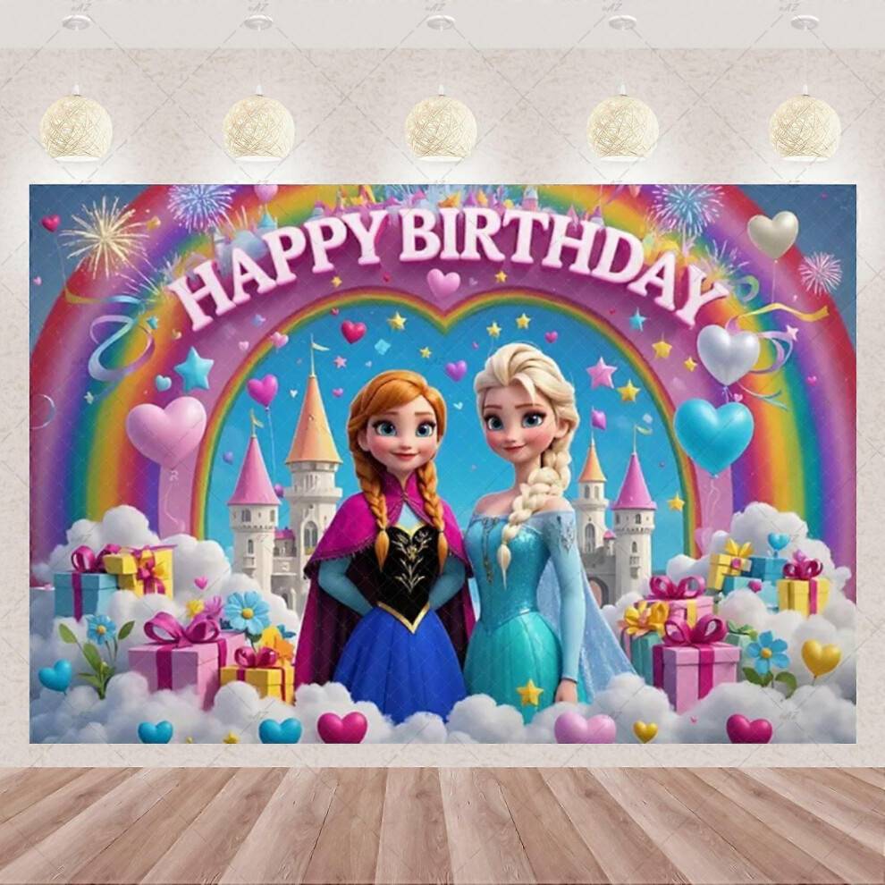 (200x150cm) Disney Frozen Elsa Anna Princess Theme Backdrop Frozen Happy Birthday Party Decoration Baby Shower Supplies Photo Prop Girl Gift