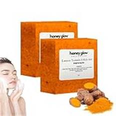 Honey Glow Lemon Tormeric Kojic Acid Soap, Tormeric Brightening Soap, Kojic Acid Tormeric Citron Brightening Soap, Natural Turmeric Kojic Acid Soap Bar (2 st)