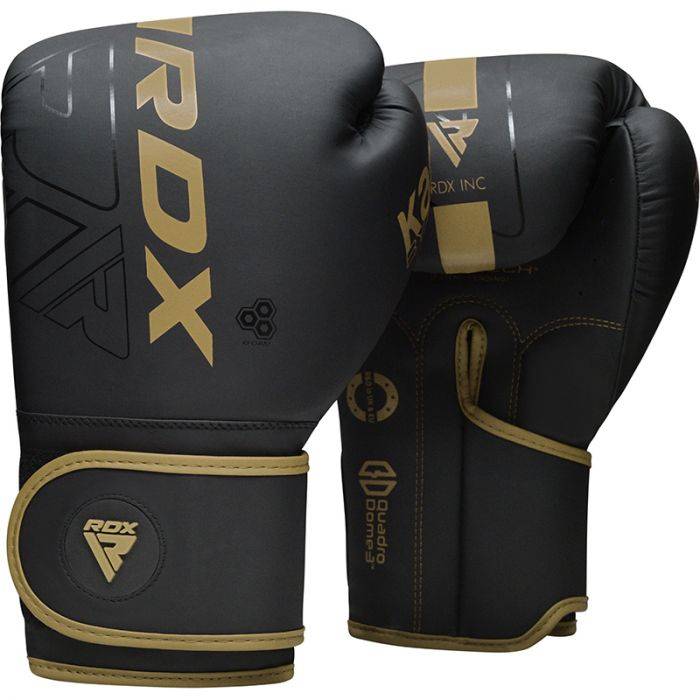 RDX F6 Kara Boxing Training Gloves Black - Golden / 14oz