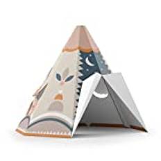 FOLDZILLA Playhouse XXL 1,32 x 1,22 x 1,55 m Made of cardboard Wendy house - Tepee Ethnic Pattern Blue