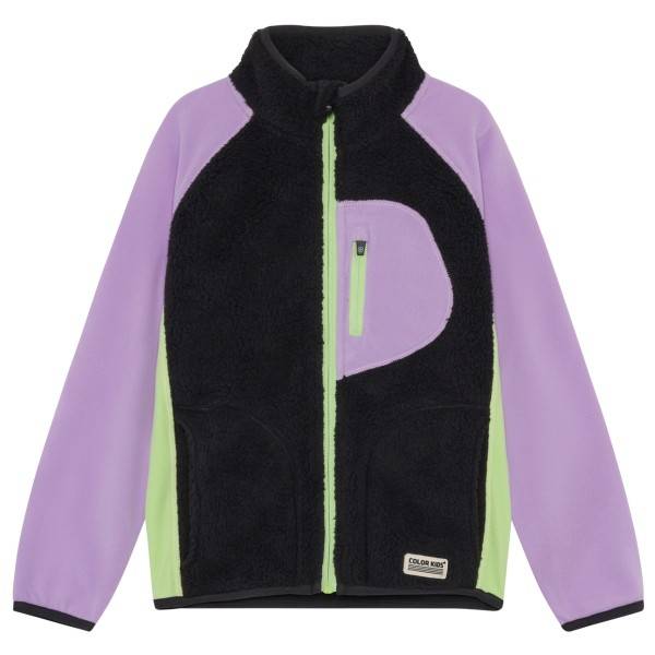 Color Kids Kid's Teddy Jacket with Fleece Sleeves Fleecejakke Børn størrelse 98 farve sort/lilla