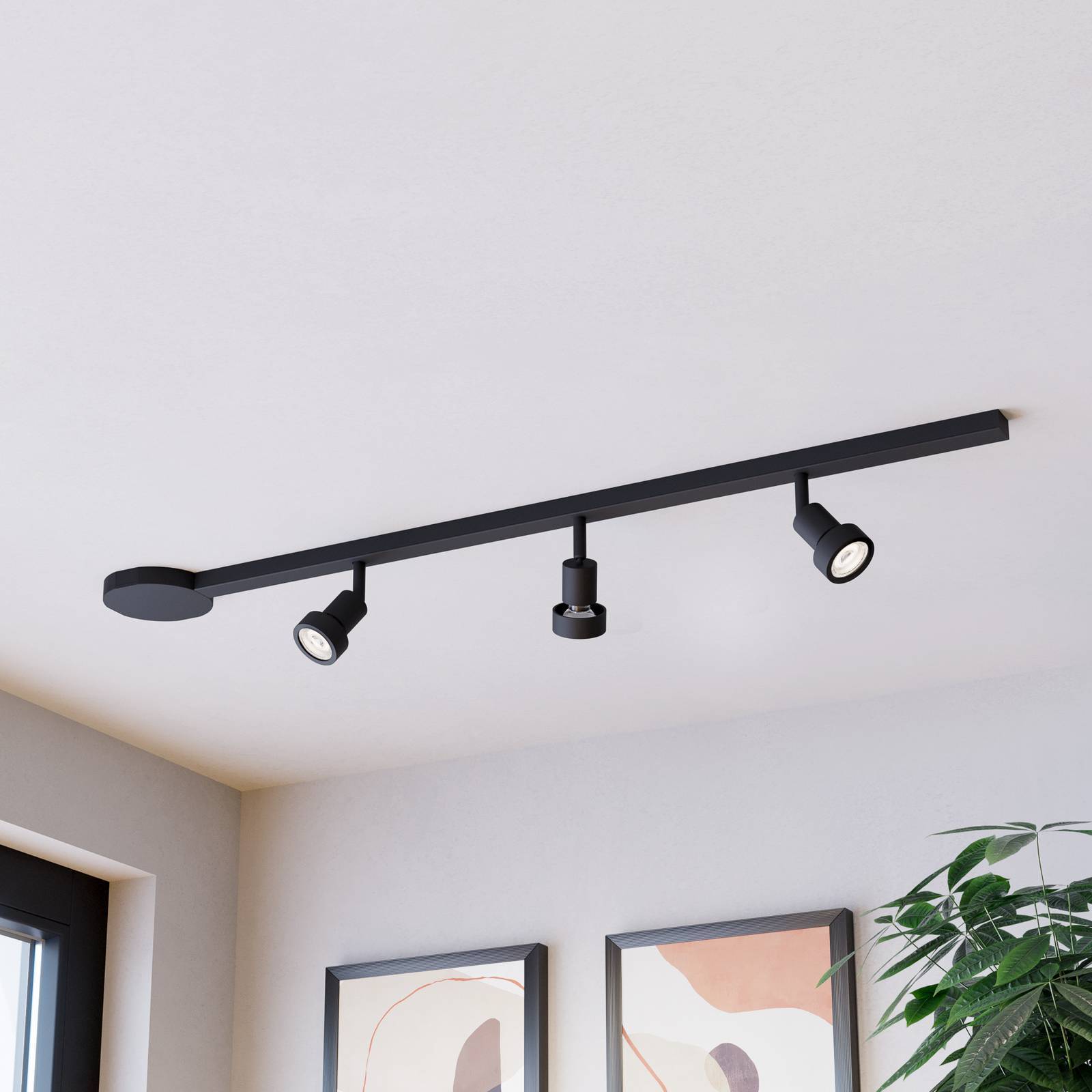 EGLO Rälssats EASY TRACK, svart, 3 x GU10-spotlights, längd 102 cm dimbar, Svart, Vardagsrum / matsal, Aluminium / grå / zink, Modern