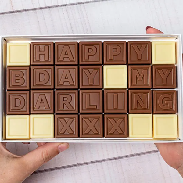 Choklad text 28 bitar
