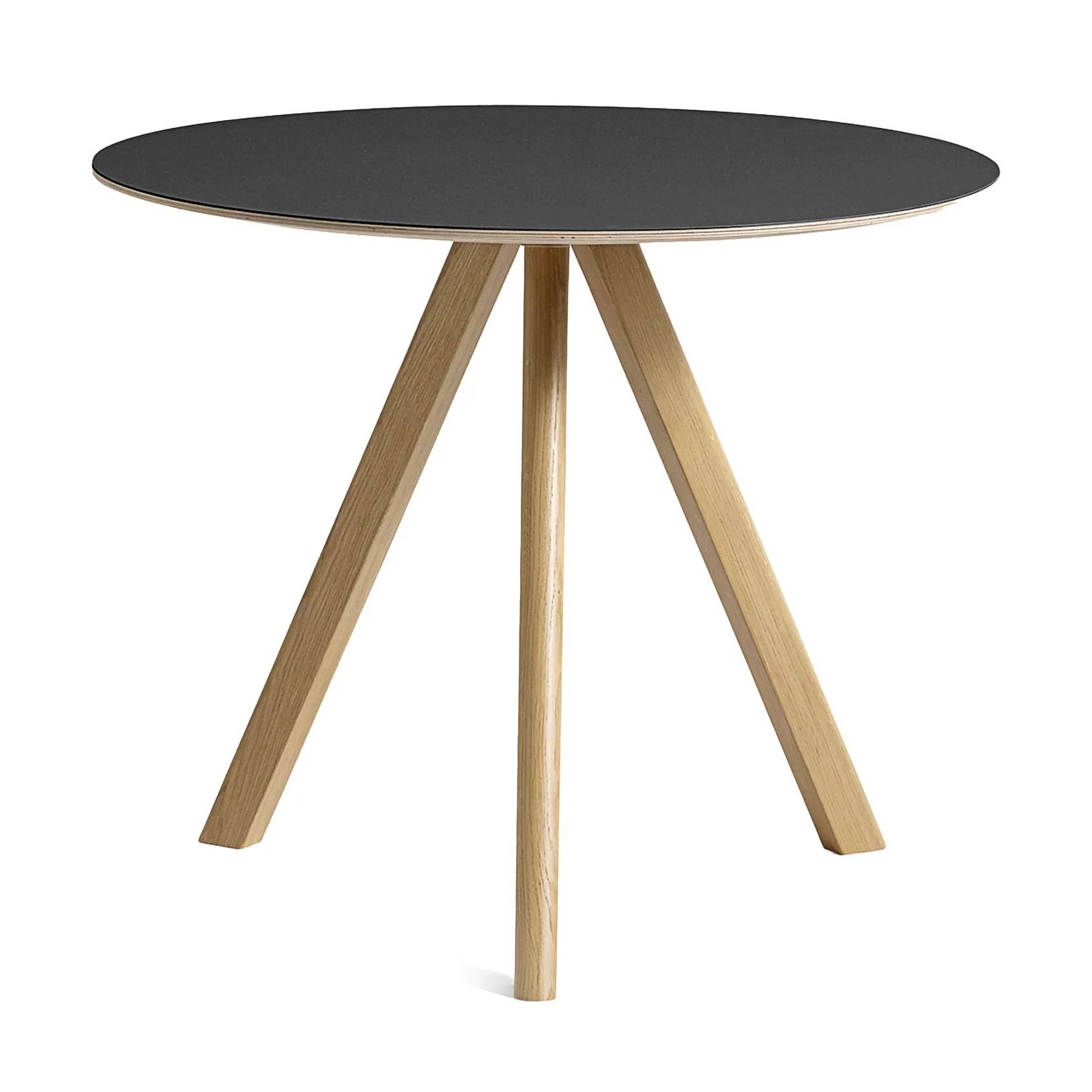 HAY CPH20 2.0 matbord Ø90 cm Black linoleum-lacquered oak - Svart