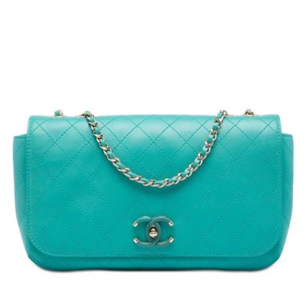 Chanel Vintage Pre-owned Vintage Flap Crossbody Bag - Vintage - Dame - Blå - ONE SIZE - Uld