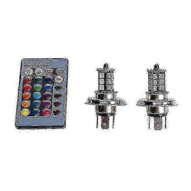 AURA 2 st 9006 H4 Hb4 H7 H8 H9 H11 Universell Bil RGB Atmosfärslampa 5050 LED-lampor Biltillbehör Med Fjärrkontroll