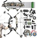 surwolf 34" Bågskytte Compound Bow Set, Jakt & Targeting, 20-70lbs justerbar, IBO 320FPS, Archery Bow set, Archery Hunting Bow (camo set2, höger hand)