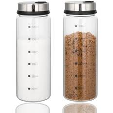 Aiareozy 300 ml kryddglas med vridlock, 2 stycken borosilikatglas kryddströare, kryddburkar, kryddströare, glas, med 3 typer av kryddhål, för köket, grillning utomhus, Bbq, matlagning