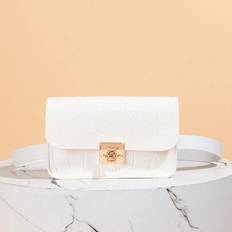 Mini Crocodile Pattern Casual All-Match Simple Waist Bag - White - one-size