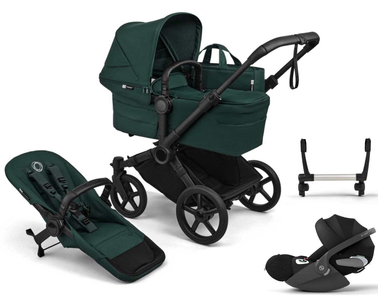 Bugaboo Donkey 6 Mono 3-in-1 Set incl. Cybex Cloud T i-Size - Black / Fern Green