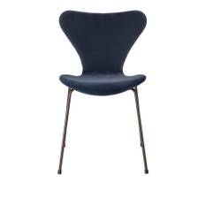 Fritz Hansen - 3107 Sjuan - Velvet Edition Grey Blue - Matstolar - Arne Jacobsen - Grå - Metall/Textilmaterial