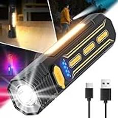 GEARLITE ficklampa LED laddningsbar med 6 lägen, LED-ficklampa extremt ljus med COB & rött ljus, arbet för verkstad bil nödsituation camping utomhus