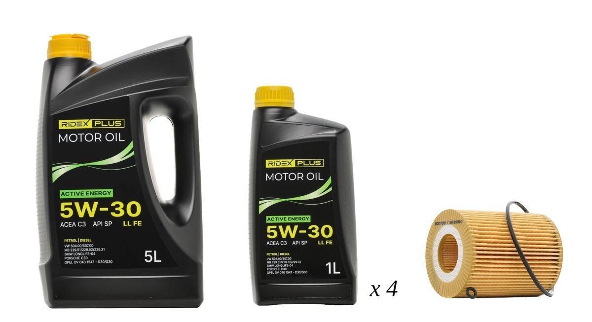 RIDEX PLUS 100908O0128P Oljebyteskit (oljefilter + motorolja)
