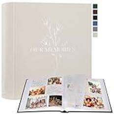 Lanpn Fotoalbum Scrapbook, Our MemoriesBig Linne DIY fotoalbum scrapbooking 160 vita sidor med cellofanavdelare, för 9 x 13 cm foton 10 x 15 cm 13 x 18 cm (beige, 30 x 33,5 cm)