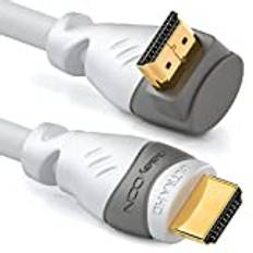 deleyCON 7,5m HDMI-Kabel Vinklad (270° Vinkel) - UHD 4K HDR 1080p 2160p EARC - för TV, Soundbar, Monitor, PC, Laptop, Projektor, PS5, Xbox - Vit