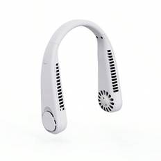 En ny bärbar, lövlös, hängande halsfläkt, tredje generationens lat, USB-laddningsbar liten fläkt, vortexluftutlopp, tre hastighetsjustering - Vitt