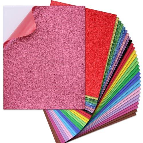 VGOODALL Glitterpapper för pyssel, 56 ark färgglada glitterpapper A4, 20 färger, 250 g/m2, glitterkartong för pyssel och design