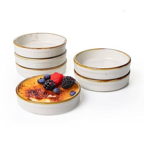 Onemore Ramekins, souffléformar, 6x keramiska creme brulee-skålar, ugnssäkra formar