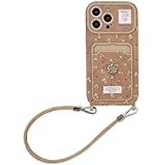 PIQIUZC för iPhone 14/15/16 Pro fodral, sött blommönster design telefonfodral med korthållare plånbok för iPhone 14/15/16 Pro Max (15 Pro, Kamelia)