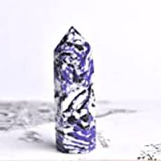 1 st naturlig kristallkolonn kvarts sten mineralprov kristallspets kvarts regnbågsstav heminredning sten, lila zebra, 70–80 mm