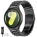 SUNDAREE No Gap Armband Kompatibel med Samsung Galaxy Watch 7 44MM 40MM/6 Classic 47MM/5 Pro,Män Dam Rostfritt Stål Metall Klockband för Galaxy 7/FE/6/5/4 46MM 43MM 42MM 45MM,Svart