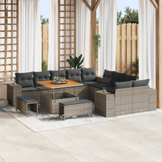 vidaXL 13 Stykke Have Sofa Sæt med Puder Grå Poly Rattan Acacia