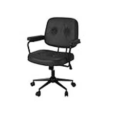 Office Desk Chair Vintage Office Chair PU Leather Study Desk Office Seat with Armrests and Backrest Female Bedroom Makeup Lift Swivel Chair Swivel Chair (Black One Size)