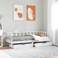 vidaXL daybed med skuffer 90x200 cm massivt fyrretræ hvid