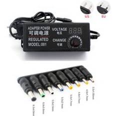 Dc justerbar strömförsörjning 220v to 3v-24v 3a universaladapter 3v 12v 15v 24v med 8 pluggar 34 pluggadapter led belysningstransformator - Med 8 st / Eu