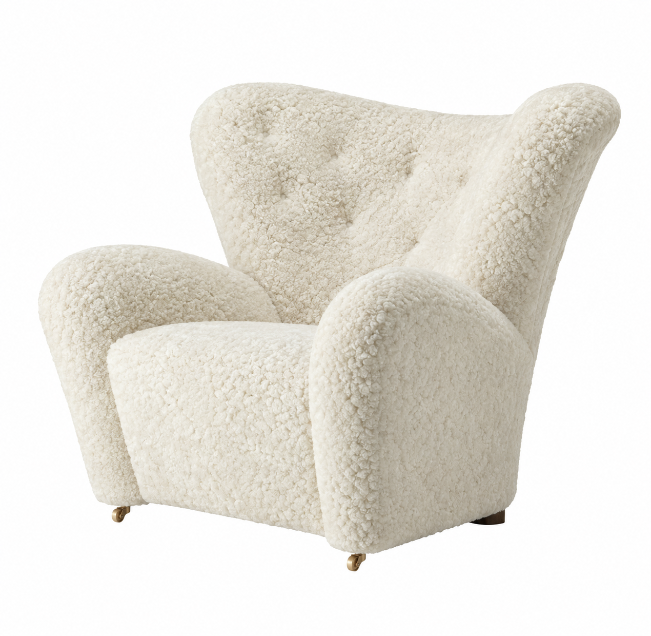 Den Trætte Mand Lænestol, Sheepskin fra Audo Copenhagen Dark Stained Oak - Sheepskin Off-white - Jacobsen Plus