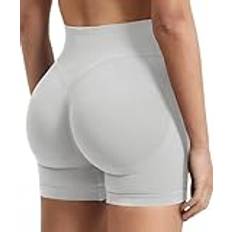 ZAAYO Sportshorts för kvinnor, träning, shorts med effekt, 10 cm scrunch, rumplyftande gymshorts, sömlösa Booty Biker-shorts, Beige, S