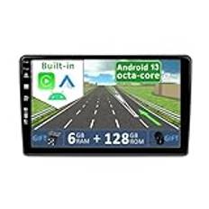YUNTX [6GB+128GB] Android 14 2 Din bilstereo för FIAT Ducato/Peugeot Boxer/Citroen Jumper-[Stödja CarPlay/Android Auto/DSP/GPS]-IPS 9tums Pekskärm-CAM+MIC-DAB/Ratt kontroll/Bluetooth 5.0