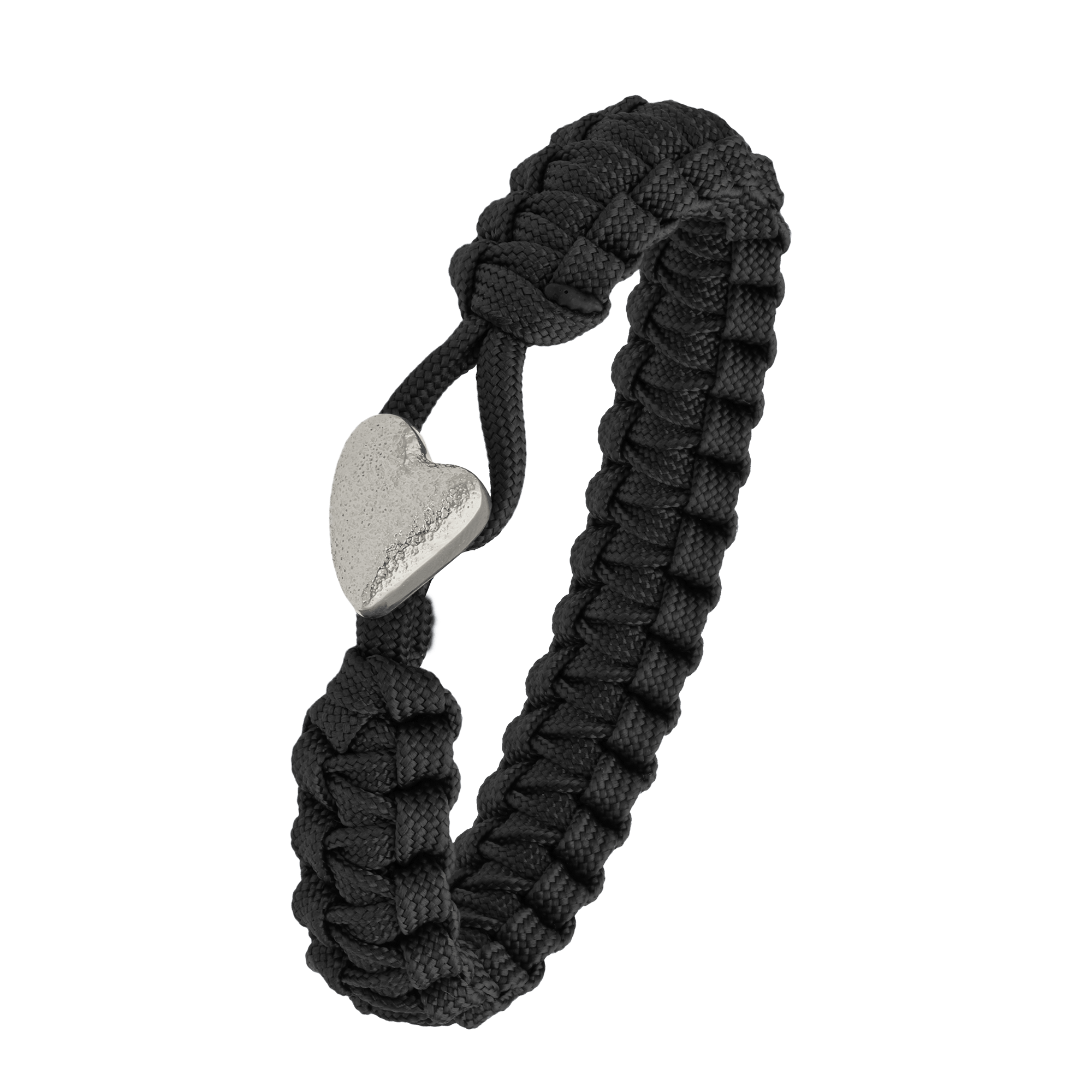 FSTS Bracelet Black with 316L Stainless Steel Heart Lock - Svart, Silverfärg (210 mm)