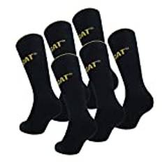 Caterpillar Real Work Socks 6 par arbetsstrumpor manförstärkt på häl och tå bomullsfrotté (39-42, Svart)