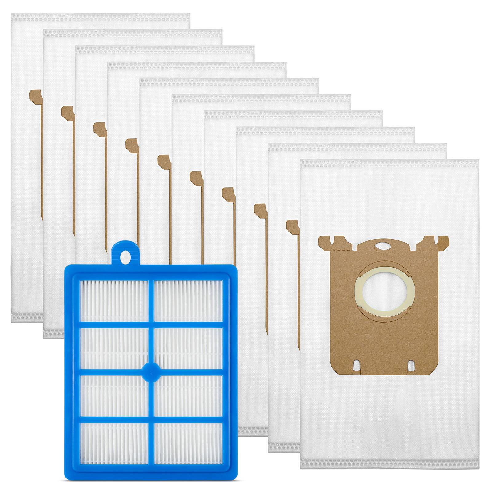 Städpaket: Dammsugarpåsar 10st + HEPA-filter - passar till Philips PowerGo FC8240/09