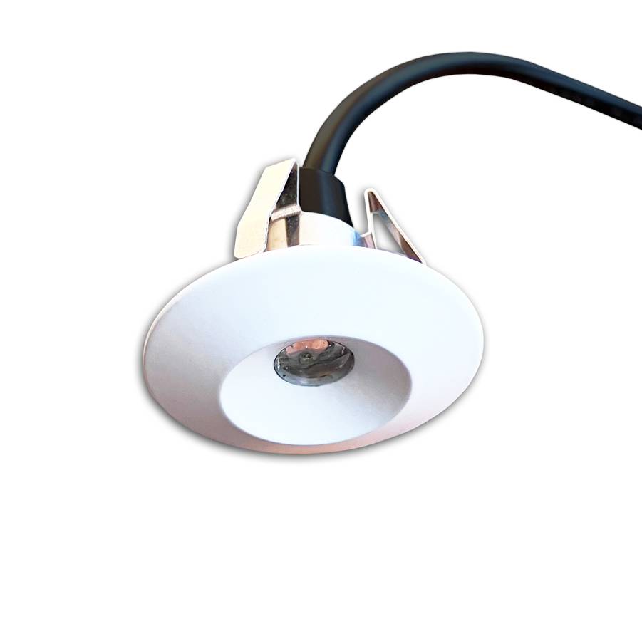 Mini LED spotlight 1.1W mattvit 3m kabel IP65 (Ljusfärg: 3000K 50lm)