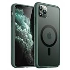 JETech Magnetisk Skal för iPhone 11 Pro 5,8 Tums Kompatibelt med MagSafe, Genomlysande Matte Tillbaka Smal Stötsäker Case (Mörkgrön)