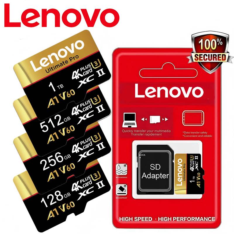 Secure Lenovo Memory Card Micro TF SD TF Cards SD Cards 32GB 1TB 256GB 64GB U3 Waterproof Performance 8K for Laptop / PC