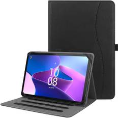 HGWALP Universal Hülle für 9",9.7",10.1",10.2",10.5",10.9",11" Zoll Tablet,Multi-Viewing Angles PU Leder Stand Folio Hülle mit Handschlaufe für 9-11 Zoll Tablet,mit verstellbarem Silikon Band-Black