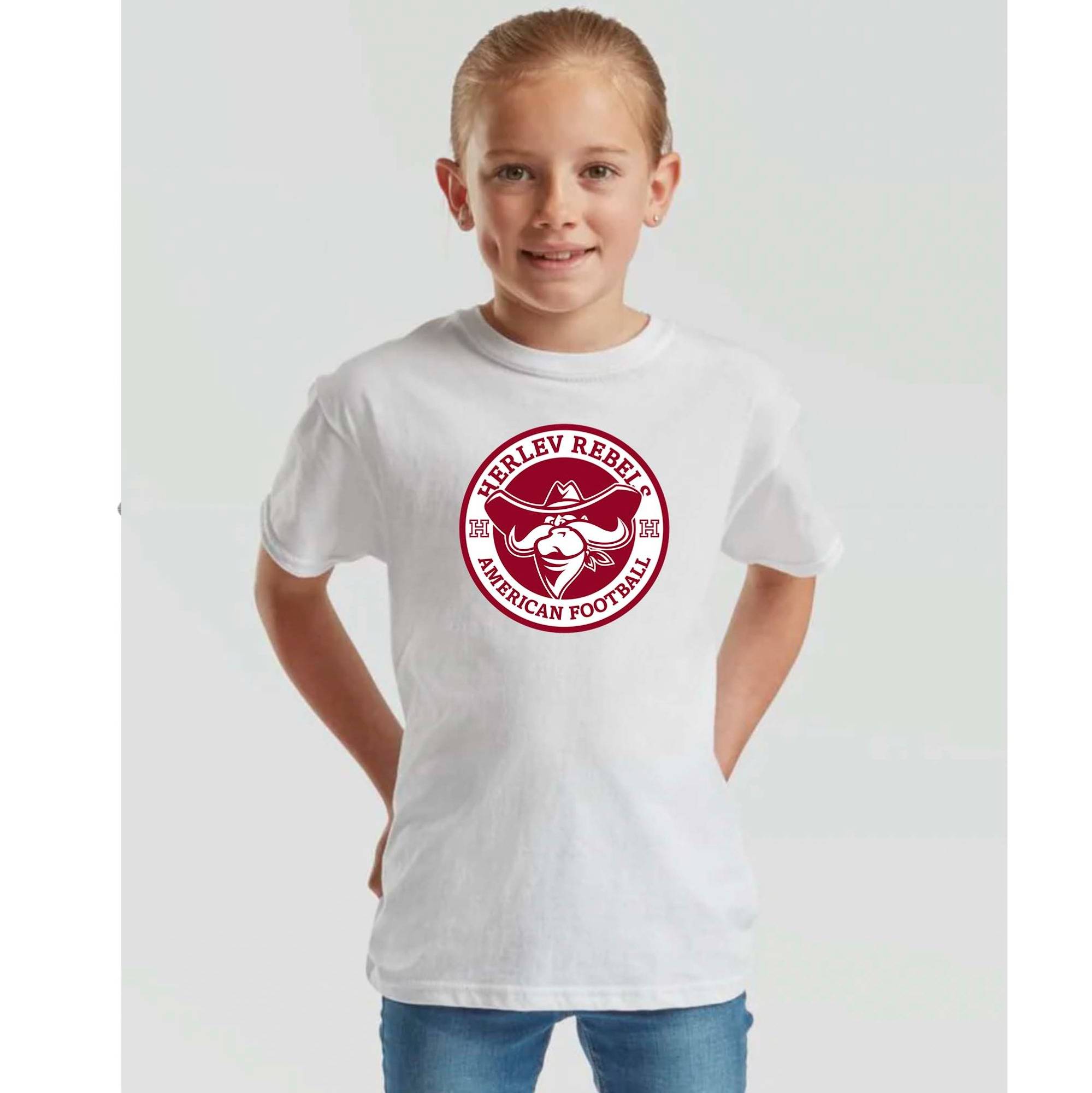 Herlev Rebels Børne T-shirts (Incl. Herlev Rebels Store logo på Bryst )-Heather Grey-128.