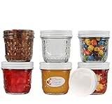 megusta!® Set med 6 konserveringsburkar 280 ml | glas diamantmönster | lock vitt | syltburkar dessertburkar kryddburkar | frysning + bakning | + 12 etiketter