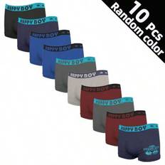 10 st/pack pojkar i olika färger andas stretchiga komfort boxershorts - Multifärgad (10Y,11Y)