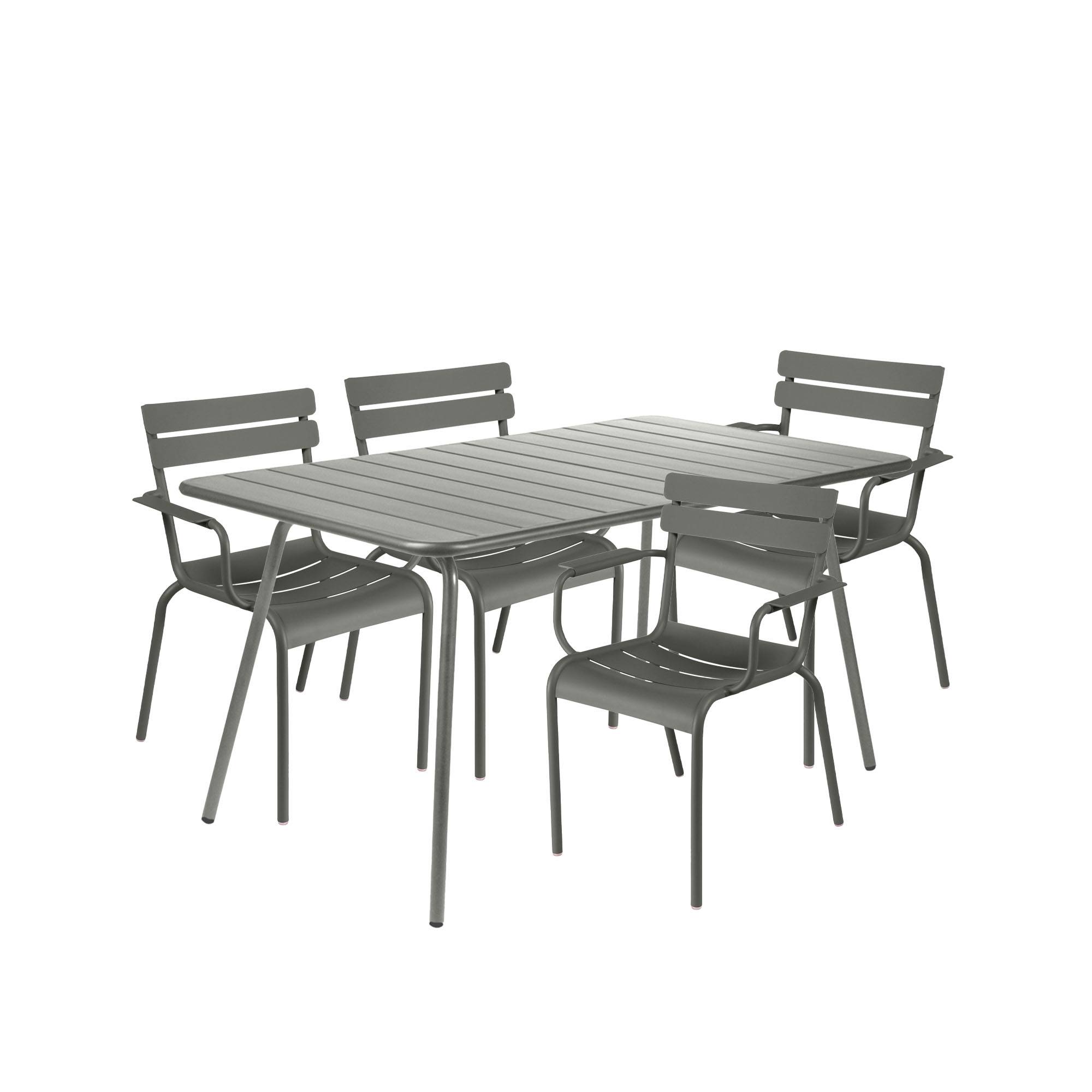 Fermob - Luxembourg matgrupp bord & 4 karmstolar rosemary - Matgrupper utomhus