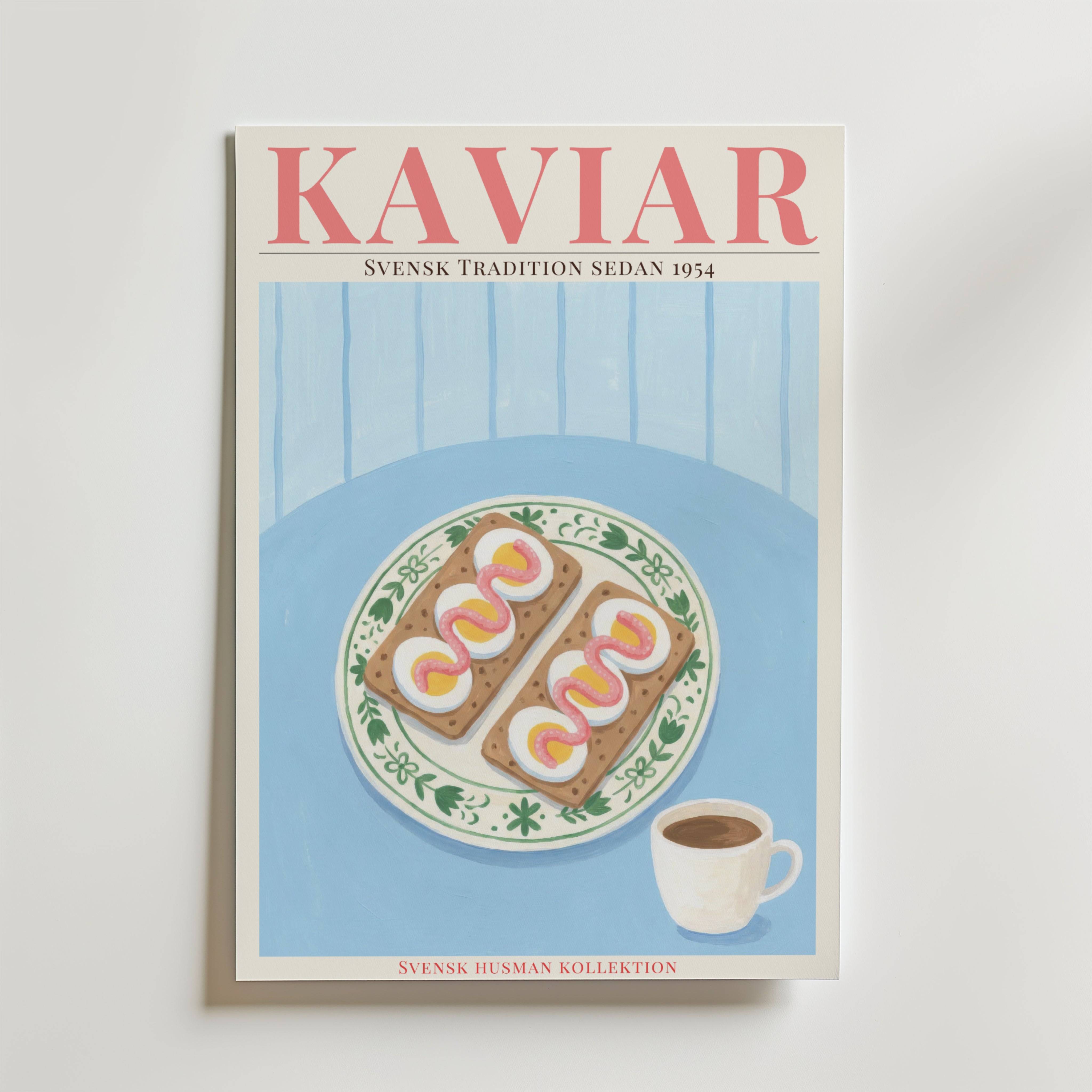 Kaviar Kn�ckebr�d och �gg Poster - Fine Art Poster 21x30 cm