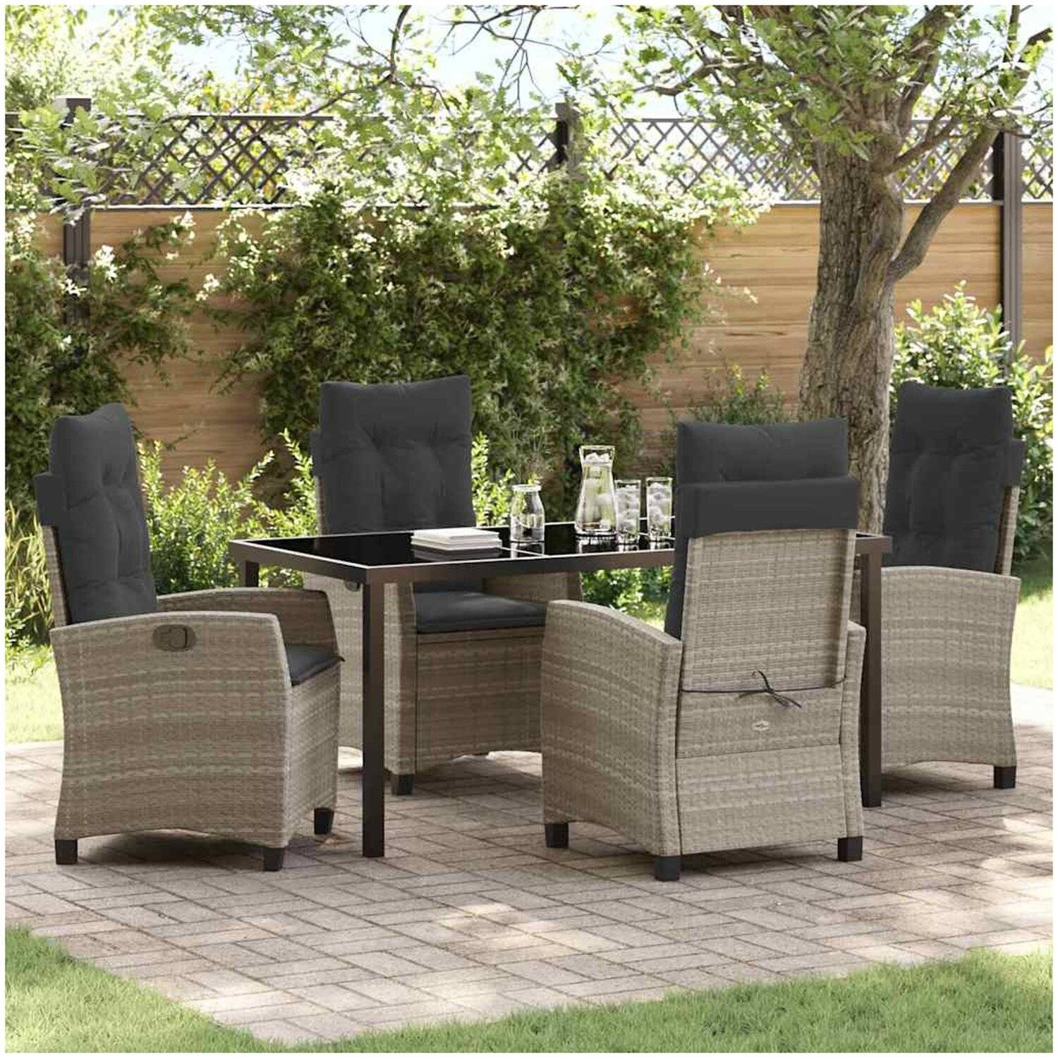 Havegruppe vidaxl - 5-Delars trädgårdsgrupp med kuddar ljusgrå poly-Rattan 160 x 80 73 cm syntetisk poly rattan - Ljusgrå