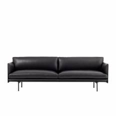 Muuto Outline Sofa 3-Seater Refine Leather Black & Black