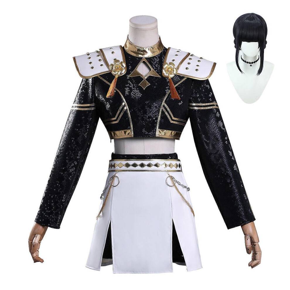 (110 Kids, Zoey With Wig) KPop Demon Hunters Cosplay Costume Set Rumi Mira Zoey Halloween Party Fancy Dress for Womens Black _c A