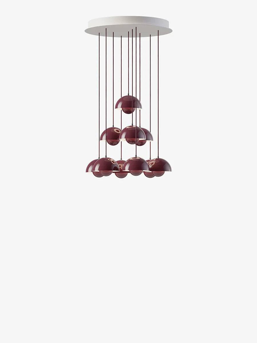 Flowerpot Chandelier VP10, 10 pendants reversed fra &Tradition Dark Plum - Jacobsen Plus