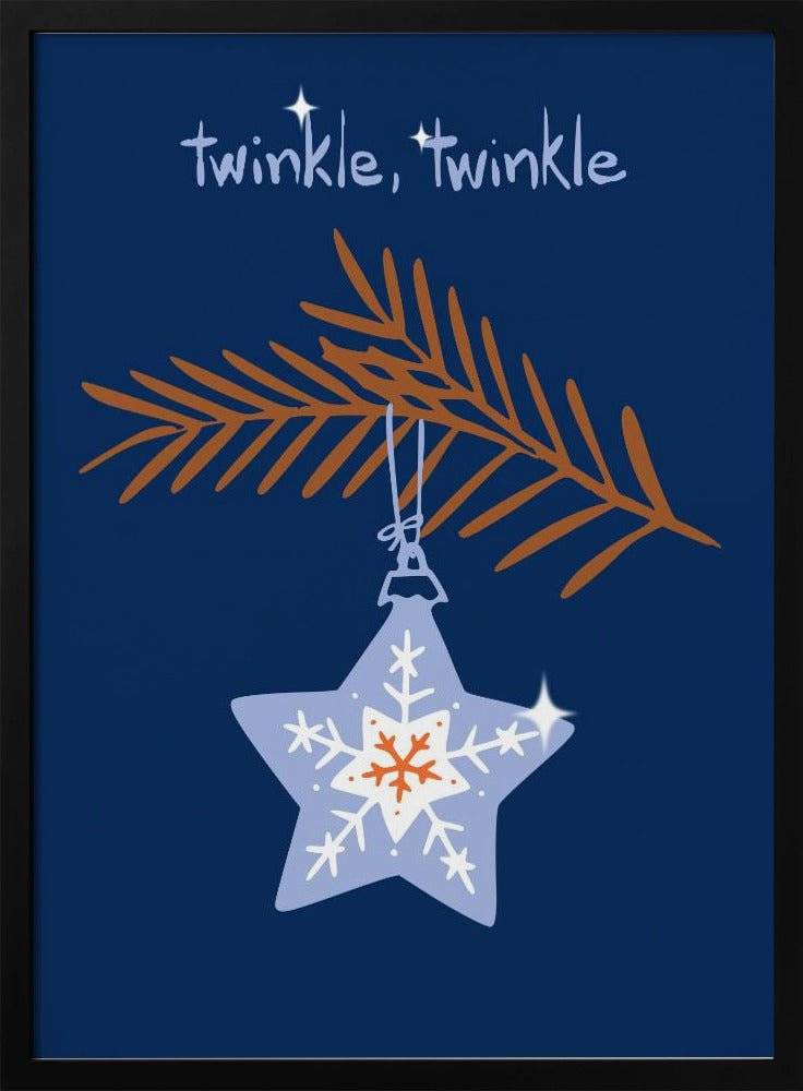 Cheerful Twinkle Christmas Star Blue Poster - 70x100 cm / 28x40″