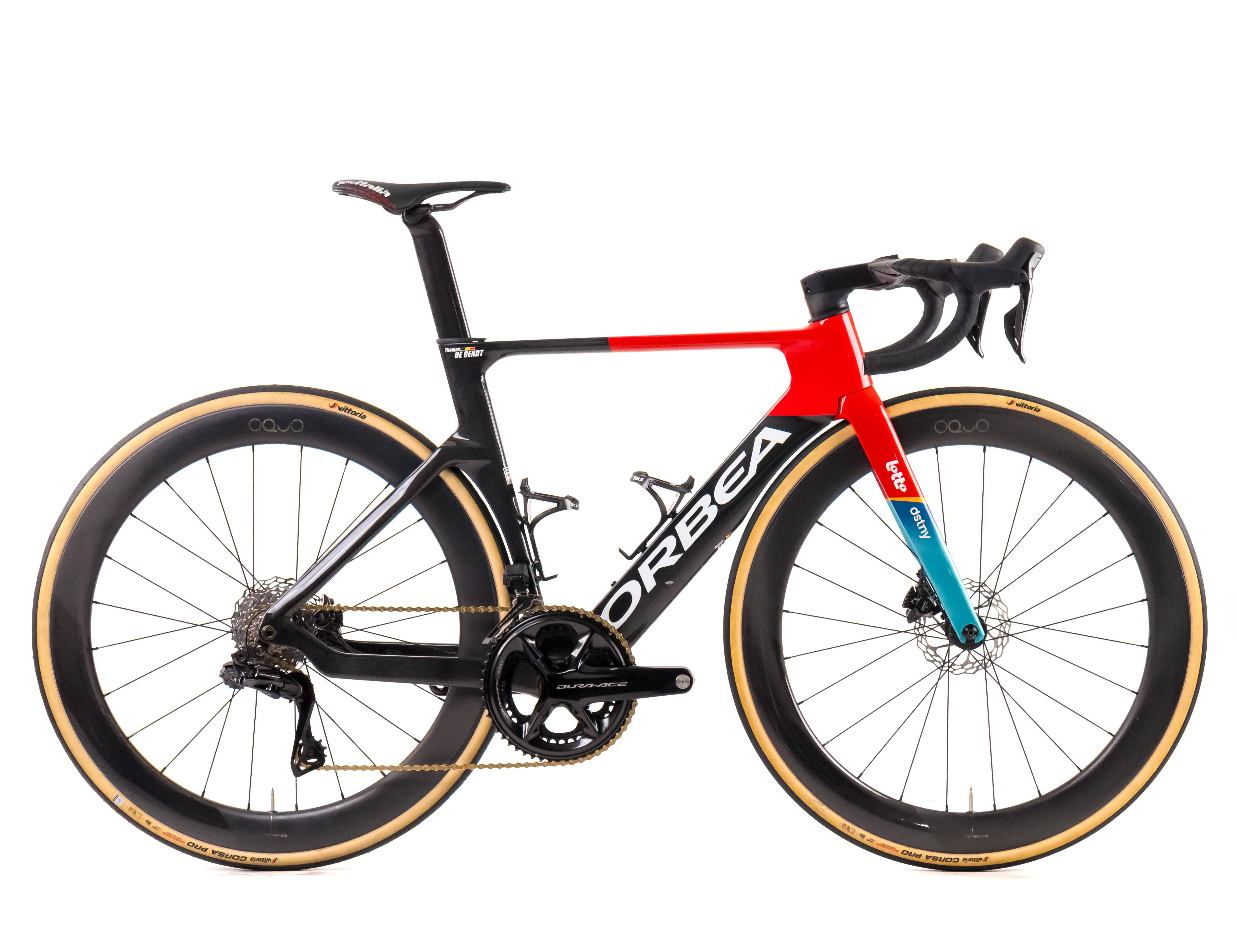 Orbea Orca Aero 2024 Team Lotto Dstny T. De Gendt size 51 Shimano Dura-Ace R9270 Di2 2x12sp - Bikeroom / 51 / Black/Red/Blue